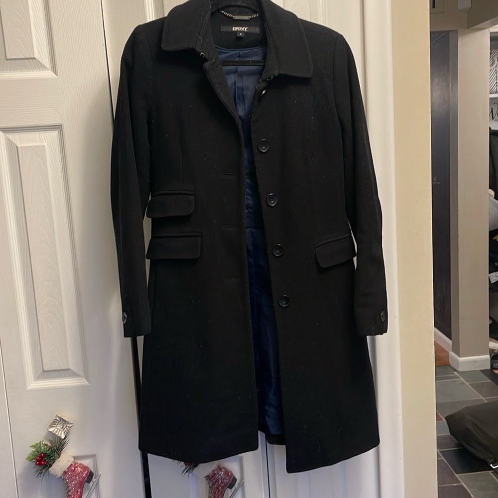 DKNY Black Lined Dress Coat - Women’s - Black - Size 4